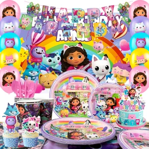 Gabby Dollhouse Birthday Supplies, 98 Pcs
