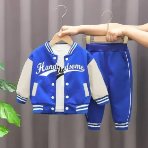 Boys' letter baseball jacket and pants 3 colors avail