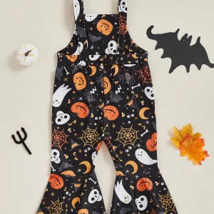 Girls Pumpkin Print Romper